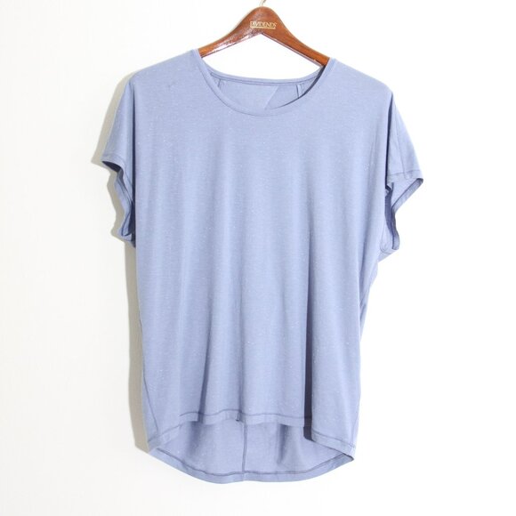 Lululemon Get Set Short Sleeve Tempest Blue White Speckled Open Back Keyhole - Picture 2 of 8